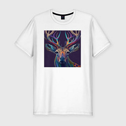 Мужская slim-футболка Красочный олень - нейросеть