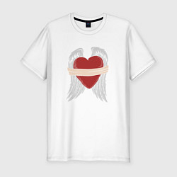 Мужская slim-футболка Сердце с крыльями
