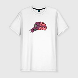 Мужская slim-футболка Мозг в противогазе