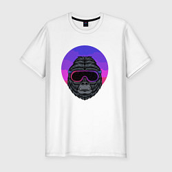 Мужская slim-футболка Горилла в очках космос