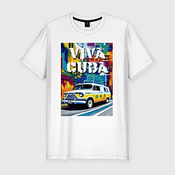 Мужская slim-футболка Viva Cuba - car - retro