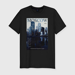 Футболка slim-fit Moscow city обложка журнала, цвет: черный