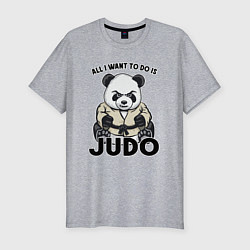 Мужская slim-футболка Дзюдо панда