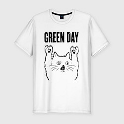 Мужская slim-футболка Green Day - rock cat