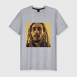 Мужская slim-футболка Сепия Арт Боб Марли