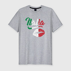 Мужская slim-футболка Поцелуй Италии