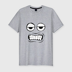 Футболка slim-fit Unhappy tired emoji smile face, цвет: меланж