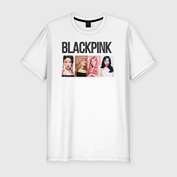 Футболка slim-fit Корейская поп-группа Blackpink, анимационный стиль, цвет: белый