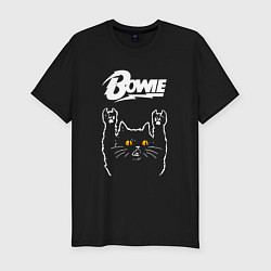 Футболка slim-fit David Bowie rock cat, цвет: черный