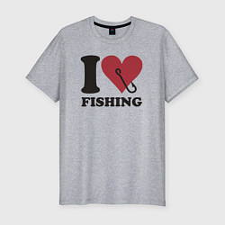 Мужская slim-футболка I love fishing