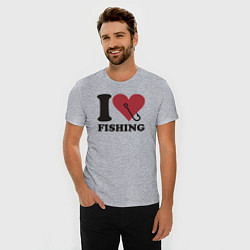 Футболка slim-fit I love fishing, цвет: меланж — фото 2