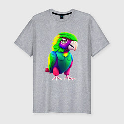 Мужская slim-футболка Мультяшный попугай