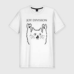 Футболка slim-fit Joy Division - rock cat, цвет: белый