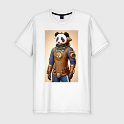 Мужская slim-футболка Cool panda - steampunk - neural network