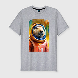 Мужская slim-футболка Capybara astronaut - NASA - neural network