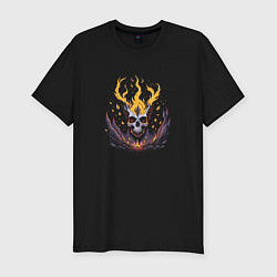 Мужская slim-футболка Horror at the campfire