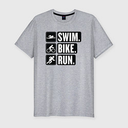 Мужская slim-футболка Swim bike run