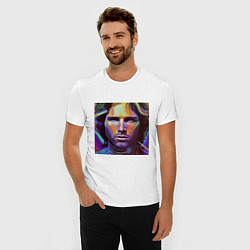 Футболка slim-fit Jim Morrison neon portrait art, цвет: белый — фото 2