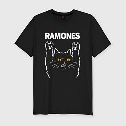 Мужская slim-футболка Ramones rock cat