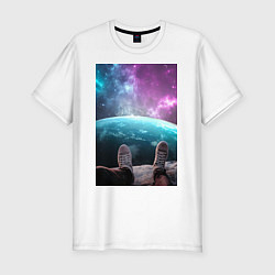 Мужская slim-футболка Шаг в космосе
