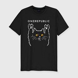 Футболка slim-fit OneRepublic rock cat, цвет: черный