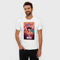 Футболка slim-fit BTS kpop anime, цвет: белый — фото 2