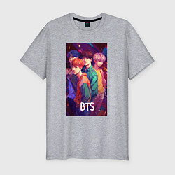 Футболка slim-fit BTS anime kpop style, цвет: меланж