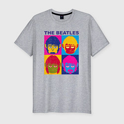Мужская slim-футболка The Beatles color