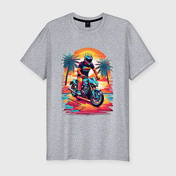 Мужская slim-футболка Байкер в Майями