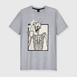 Мужская slim-футболка Skeleton morning