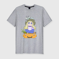 Мужская slim-футболка Путешественница на чемодане