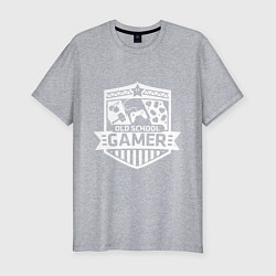 Мужская slim-футболка Old gamer badge