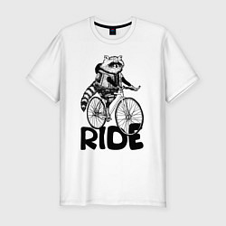 Мужская slim-футболка Raccoon ride