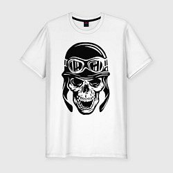 Футболка slim-fit Skull biker helmet, цвет: белый