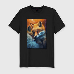 Мужская slim-футболка Милые лисички