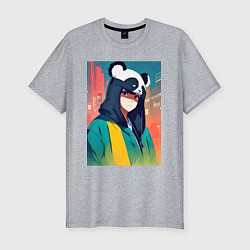 Мужская slim-футболка Девчонка-панда - аниме