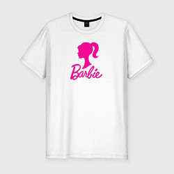 Мужская slim-футболка Розовый логотип Барби