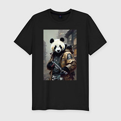 Футболка slim-fit Cool panda - cyberpunk - warrior, цвет: черный