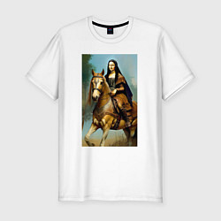 Футболка slim-fit Мона Лиза верхом на коне, цвет: белый