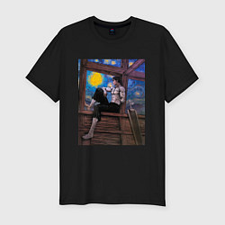 Мужская slim-футболка Берсерк под небом Ван Гога