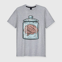 Мужская slim-футболка Мозг в банке