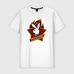 Футболка slim-fit Кролик Playboy всегда готов, цвет: белый