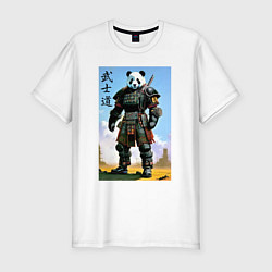 Мужская slim-футболка Панда - бусидо - кодекс самурая