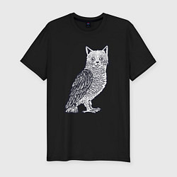 Мужская slim-футболка Кошка сова