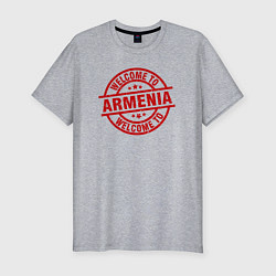 Мужская slim-футболка Добро пожаловать в Армению