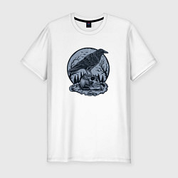 Мужская slim-футболка Ворон и череп