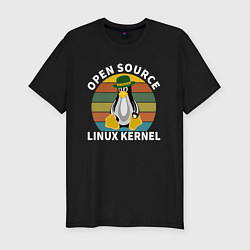 Мужская slim-футболка Пингвин ядро линукс
