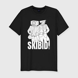 Футболка slim-fit Skibidi Toilet Cameraman and Speakerman, цвет: черный