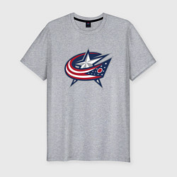 Мужская slim-футболка Columbus blue jackets - hockey team - emblem