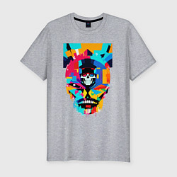 Мужская slim-футболка Funny skull - pop art